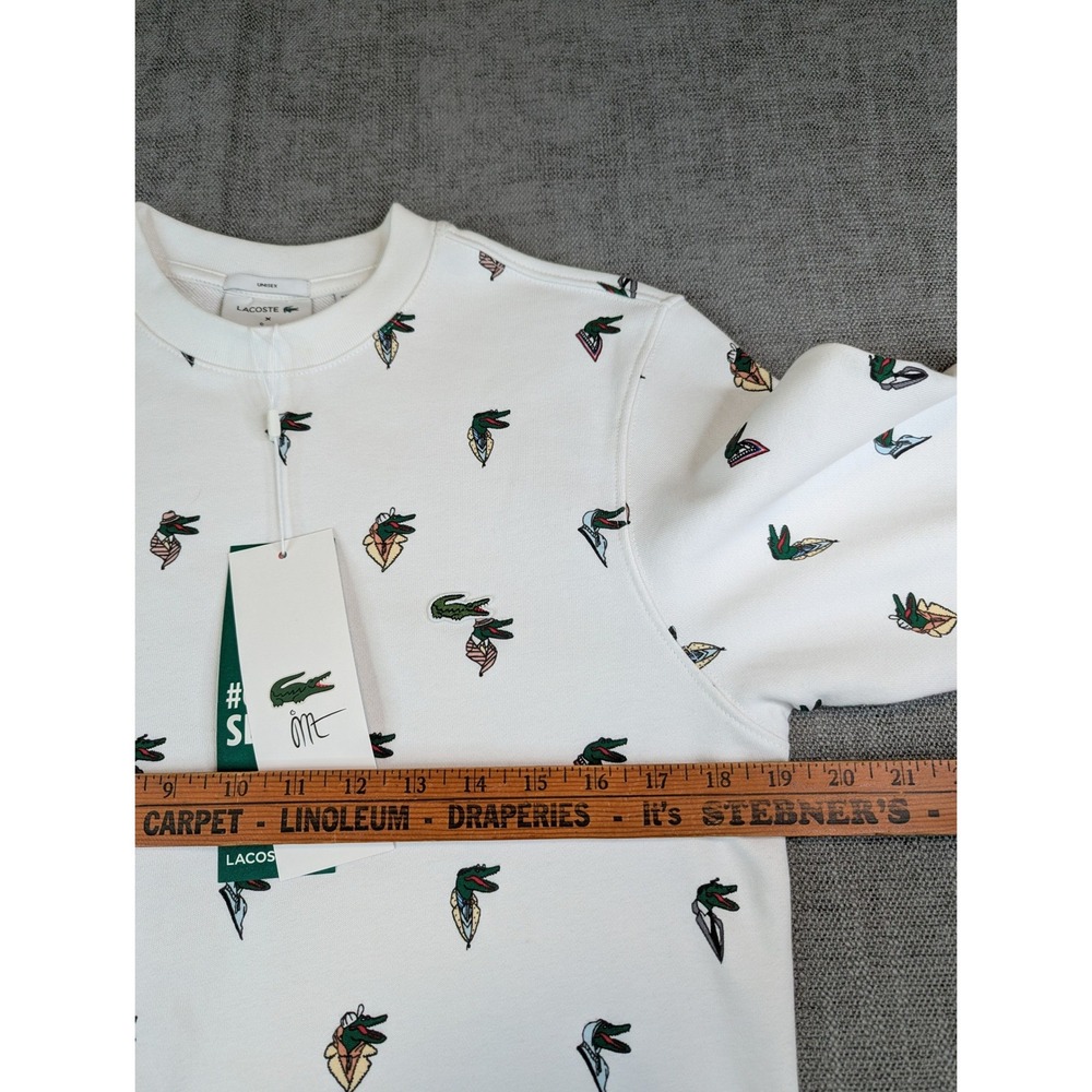 Lacoste x Jean Michel Tixier Sweatshirt Unisex XS White Croco Series AOP Sweater - Picture 4 of 7